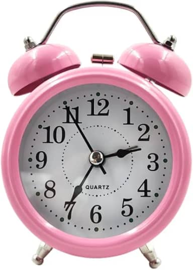 Relógio Despertador Bem Alto Modelo Antigo 2 Sinos Metal Vintage(Rosa)