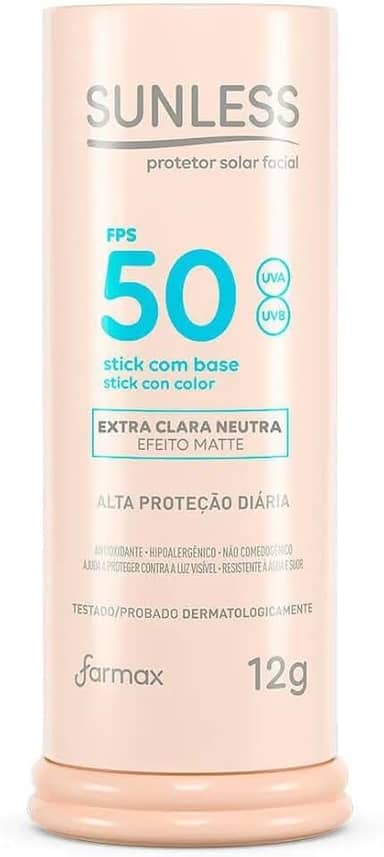 Sunless Protetor Facial Stick Bastão FPS50 Extra Clara Neutra - 12g