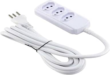 Extensao 3Mtrs Bivolt 20A Branca 3 Tomadas