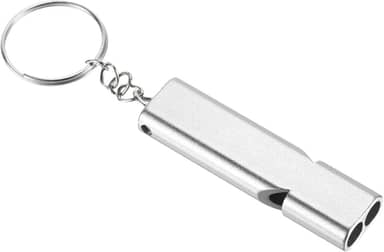 Apito de sobrevivência de emergência com chaveiro para sinalização de resgate ao ar livre em voz alta