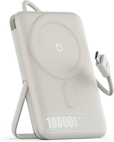Basike Power Bank Indução 10000mAh – Carregador Portátil com Indução 15W e PD até 22,5W (1 Porta + Cabo Integrado), Compatível com Samsung Séries S25/24/23/22/21, iPhone 16/15/14/13 e MagSafe – Prata