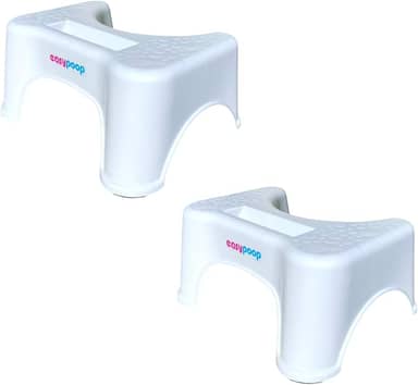 Banquinho de Cócoras Ergonomico Vaso Sanitário Apoio de Pés Para Evacuar EASYPOOP Suporte de Celular, Antiderrapante (2 Unidades)