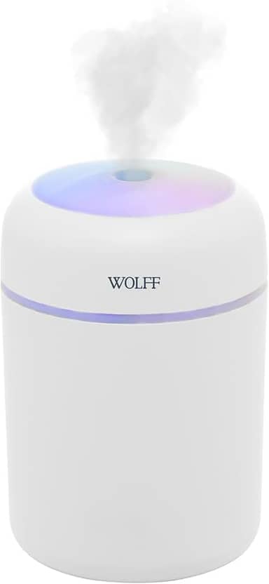 WOLFF - Umidificador de Ar Portátil de Plástico com Entrada USB e Luz Led Noturna 300ml
