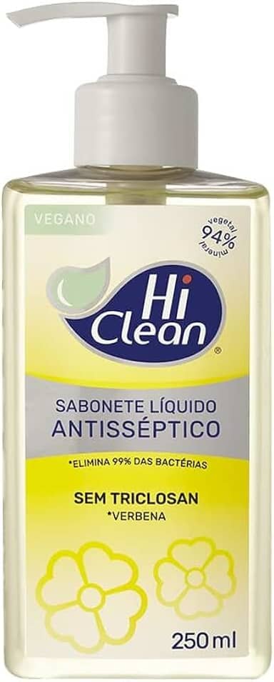 Hi Clean Sabonete Líquido Antisséptico Para Corpo E Mãos Vegano Sem Triclosan 94% Vegetal E Mineral Verbena 250Ml