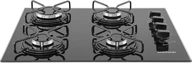 SUGGAR COOKTOP VIDRO PRETO 4 QUEIMADORES ESMALTADOS DIFERENTES TAMANHOS FG4004AVP