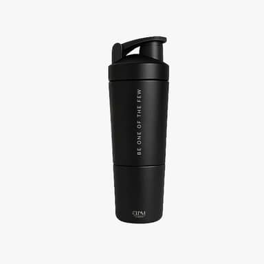 Coqueteleira Aço Inox 600ml com Compartimento Inferior ELLYM NUTRITION Misturador Ideal Shakes (Preto)