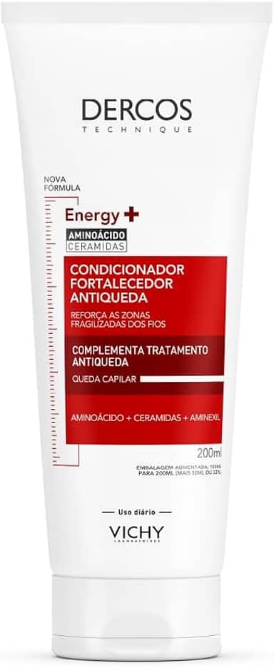 Vichy Dercos Energy+ Condicionador Fortalecedor Antiqueda com Aminexil, Aminoácidos e Ceramidas, Reduz Quebra, Reforça Estrutura dos Fios, Aumenta Resistência Capilar, 200ml