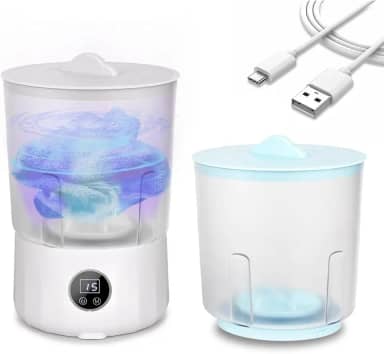 Máquina de lavar roupa íntima, meias portáteis sem fio, lavadora compacta, recarregável, balde duplo, mini máquina, banheiras isoladas de 2L, tecnologia biônica de lavagem à mão, para viagem