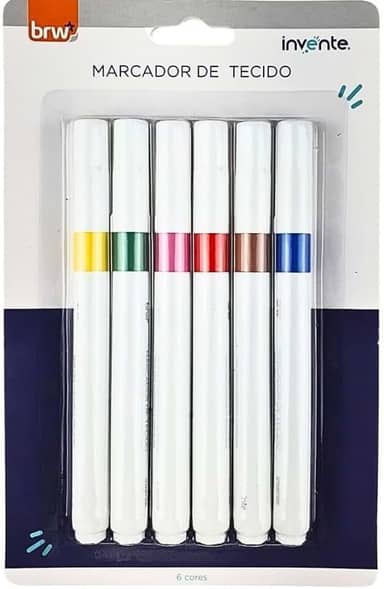 Caneta para Tecido Blister com 6 Cores, BRW