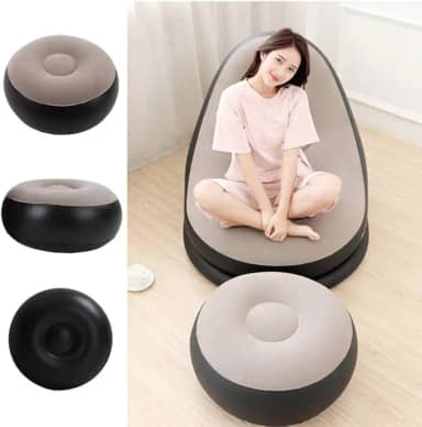 Poltrona Inflável com Apoio para Pés, Design Ergonômico, Preto e Cinza, Relaxamento e Lazer