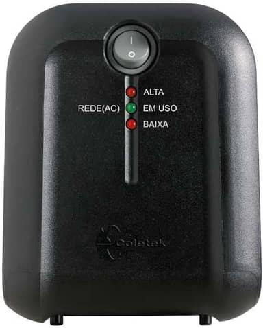 Estabilizador Coletek ES-2000VA Preto, Tensão nominal de entrada 115/220V bivolt automático e Tensão nominal de saída mono 115V, 5 Tomadas Padrão NBR 14136 Frequência 60Hz