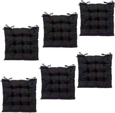 Kit 4 Almofadas Assento Cadeira Futton Futon 40x40cm Cores Diversas 100% Poliéster (Preto)