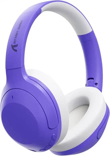 ATTACK SHARK G300 Fone de ouvido sem fio com cancelamento de ruído ativo,supra-auricular,ultraleve,dobrável,com fio/Bluetooth,20 horas de reprodução,microfone integrado,para viagens,escritório(Roxo)