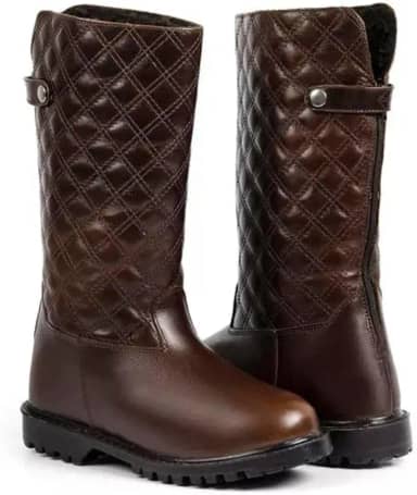 Bota Feminina de Inverno em Couro Forrada com Lã Impermeável - Copenhague