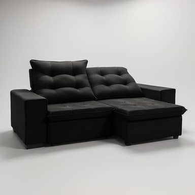 Sofá Conforto Plus Reclinável e Retrátil Aurora Veludo LIMOV (Preto, 2,00m)
