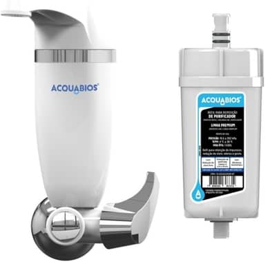 Filtro Purificador de Água Acquabios para Parede, Modelo 1006-0040, Branco, com Refil Extra