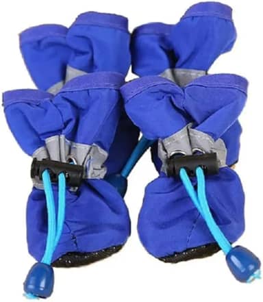 Sapatinho Cachorro Pet Bota Meia Chuva Antiderrapantes Impermeável Calçado Gato Acessório Resistente Roupa Frio Calor (Botas Azul M: 4,0 x 5,0cm)
