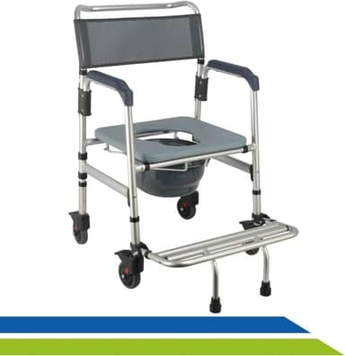 Cadeira de Banho Higiênica em Alumínio Dobrável Desmontável Idoso Adulto até 135kg Hidrolight Prata