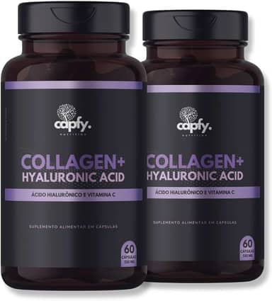 Kit 2x Colágeno Hidrolisado + Ácido Hialurônico + Vitamina C 120 Cápsulas 550mg Premium Capfy. Nutrition para Cabelo Beleza da Pele Unha e Articulações