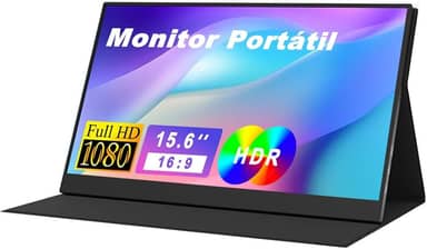 Monitor Portátil 15,6'' SRGB FHD 1080P IPS Tela com Porta USB Tipo USB-C HDMI com Suporte Capa Inteligente Compatível para Laptop, PC, MacBook, PS5, Phone