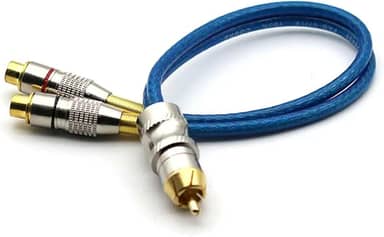 Cabo Y RCA 1 Macho 2 Fêmea Blindado Som Automotivo Anti-Ruído TechOne Svart Fio Cobre Ouro