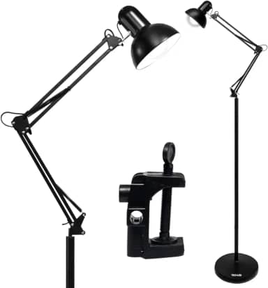 Luminária de Chão 1,90m Articulada Techled Para Sala Escritório Coluna Preta