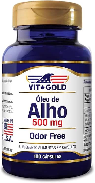 Óleo De Alho 500mg Odor Free Vitgold 100 Cápsulas