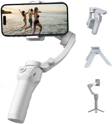 Gimbal PEI-M01 Estabilizador Celular de Vídeo 3 Eixos com Modo de Seguimento Inteligente, Compatível com DSLR e Smartphones, Bateria de Longa Duração (Até 8h), Design Leve e Compacto, Ideal para Vlogs