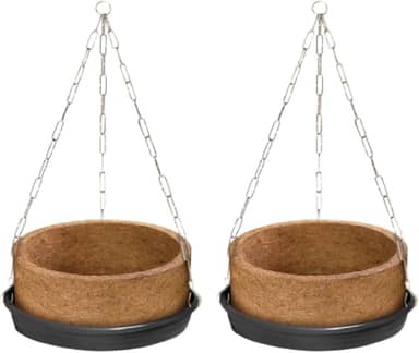 Kit 2 Vaso Com Suporte Suspenso Completo Grande 04 Para Samambaia - Corrente e Prato