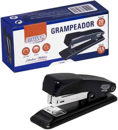 Grampeador de Metal para 20 Folhas 11,5cm Preto, BRW