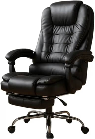 Cadeira Presidente Com Massagem Dupla E Apoio Para Os PéS - Sistema De Relaxamento Completo,(PRETA)