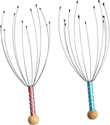 Kit 2 Massageador para Cabeça Cabo Colorido Anti Estresse Relaxante Cafuné Com 12 Hastes