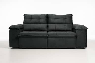 Sofá Compacto, Prático e Versátil 2 Lugares Reclinável e Retrátil Bel Veludo LIMOV Perfeito para Salas Pequenas (Cinza)