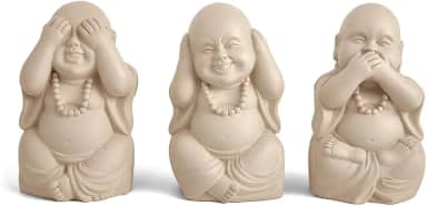 KIT ESCULTURAS BUDAS EM CIMENTO - 3 PCS