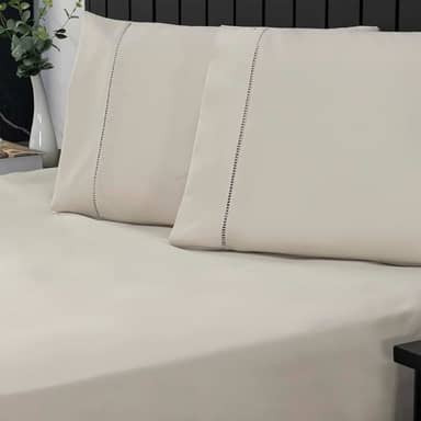 Jogo de Cama Queen Percal 400 Fios Ponto Palito 03 Peças, Antiácaro, Anti-pilling com Toque Macio - Bege