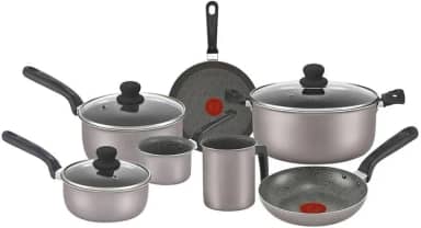 Jogo de Panelas Antiaderente Rochedo Talent Imusa 7 Peças, Cinza, com Thermo-Sinal e Revestimento Tefal®