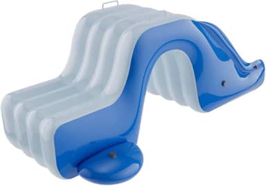 Tobogã Inflável, Centro de Jogos Inflável, Degraus Alargados, Fácil de Inflar, Brinquedo Divertido para Piscina, Jardim, Quintal E Festas de Verão, azul e branco