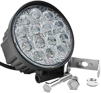 Farol De Milha Redondo 14 Leds 42w Automotivo Ultra Led 10/30V Veiculo, Moto Carro Caminhão Pickup Off Road - Não é modelo Slim