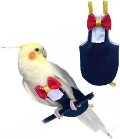 Fraldas de avião, roupas de voo, fraldas para papagaios para periquitos monge, trajes de voo de calopsitas, roupas de papagaio, roupas de fraldas de treinamento de pássaros (grande, preto)