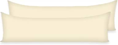 Kit 2 Fronhas C/Zíper 1,30x40cm Percal Flex 400 fios Travesseiro de Corpo Xuxão Toque Macio (palha)