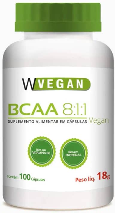 W Vegan BCAA Vegan 100 Cápsulas, Sem cor