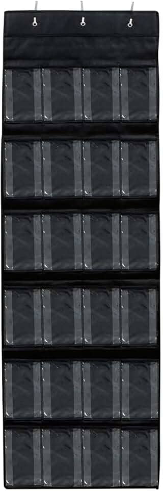 Organizador Suspenso de Porta Multifuncional com 3 Ganchos – 24 Divisórias para Sapatos, Acessórios e Utilidades – Solução Vertical, Versátil e Econômica para Organização de Espaços (Cinza)