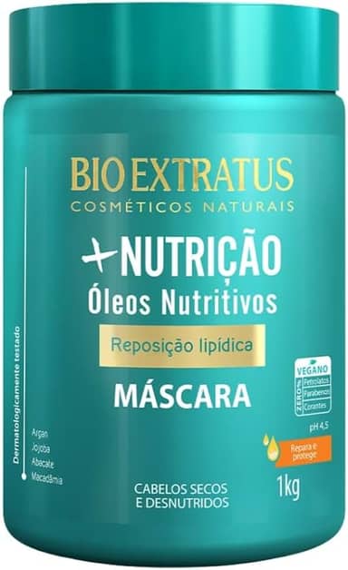 Máscara Capilar + Nutrição Bio Extratus 1Kg Óleo Nutritivos Repara e Protege