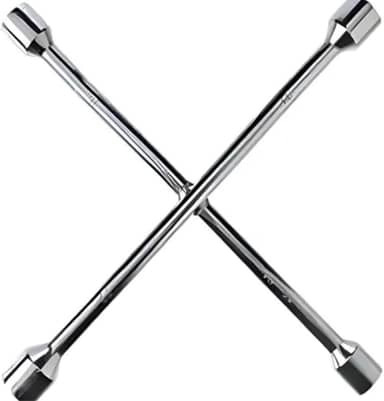 Chave De Rodas Tipo Cruz 17x19x21x23Mm 4 Bocas Resistente Eda 9Ru Aço Cromado Troca De Pneu Oficina Mecânica
