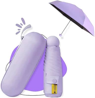 Guarda Chuva Pequeno de Bolso Ultra Compacto e Versátil Mini Guarda-chuva Dobrável com Proteção UV Leve e Portátil – Inclui Estojo Estilo Cápsula para Chuva e Sol Sombrinha Guarda Sol Praia Chuva Inverno
