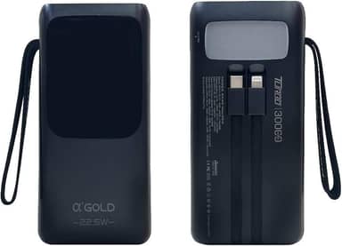 Carregador Portatil Power Bank 30000mah Original Universal Carregamento Turbo Ultra Rapido Compativel iOS e Android(tipo C, V8) Notebook Ring light USB(preto)