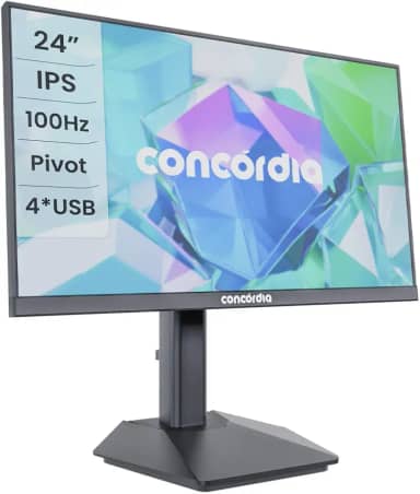 Monitor Concórdia P2404 23,8'' IPS HDMI DP VGA e 4 USB 3.2 Com Ajuste de Altura e Rotação