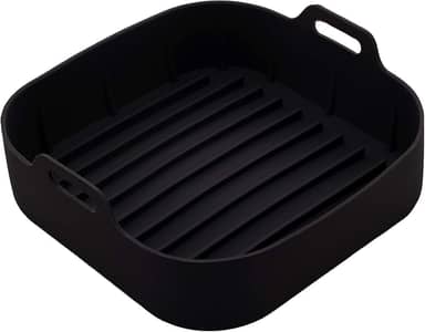 LYOR - Forma Quadrada de Silicone para Air Fryer Preta 20Cm x 7Cm