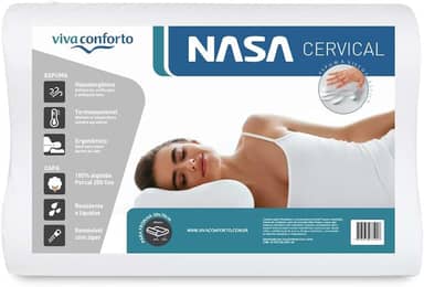 Travesseiro Nasa Cervical Anatômico Ortopédico Capa Percal 200 Fios 100% Algodão Viva Conforto