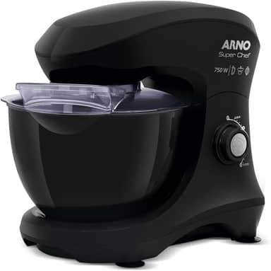 Batedeira Planetária Arno Superchef 750W 5 litros 15 velocidades Preta 220V KM01